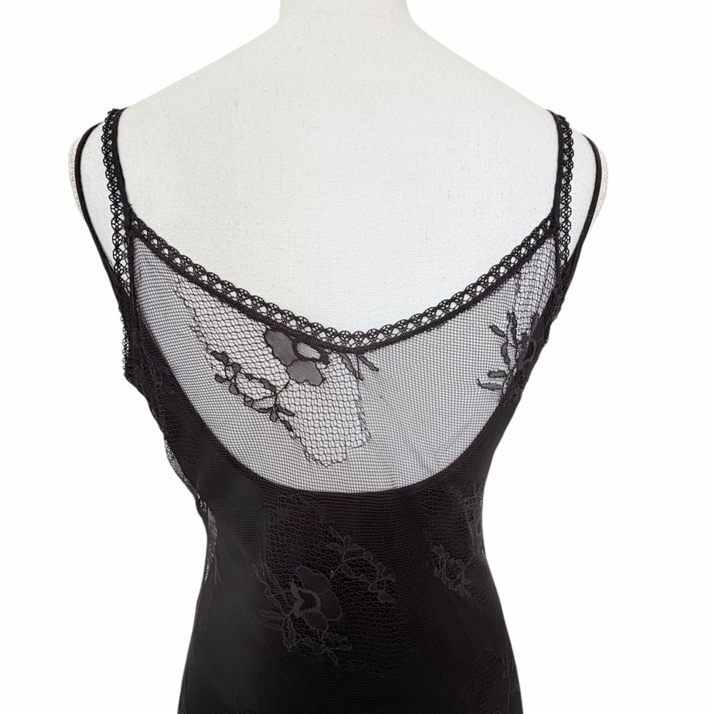Vtg Max Studio 90s Whimsigoth Black Mesh Maxi Dress - Size M - Picture 3 of 16